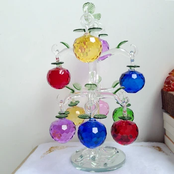 

3 Size(6 8 10 apples) Glass Crystal Apple Tree Fengshui Crafts Home Decor Figurines Souvenirs Decor Ornament Home table Decor