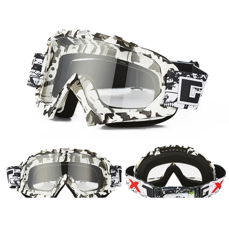 GXT очки для мотокросса мотоциклетные очки es ATV MTB DH ветрозащитное стекло для катания на лыжах Moto Bike очки стекло для грязного велосипеда шлем козырьки линзы - Цвет: White-Black-Transpra