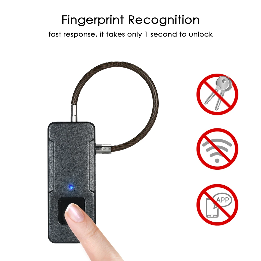 

Smart Fingerprint Lock Keyless 10 Sets Fingerprints Waterproof Anti-Theft Security Padlock Door Luggage Case Garage Cabinet Lock