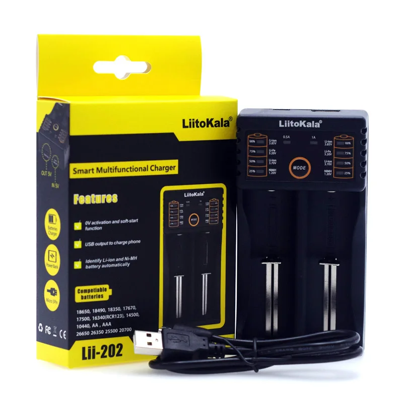 Liitokala Lii402/Lii-202/Lii-100/1.2V/1.5V/3.7V 18650/26650/18350/16340/18500/AA/AAA NiMH lithium battery Charger 5V 2A plug Liitokala Lii402/Lii-202/Lii-100/1.2V/1.5V/3.7V 18650/26650/18350/16340/18500/AA/AAA NiMH lithium battery Charger 5V 2A plug