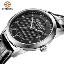 STARKING Men Skeleton Mechanical Wristwatches Tourbillon Analog Automatic Geneva Genuine Leather Strap Famous Brand Watch AM0187