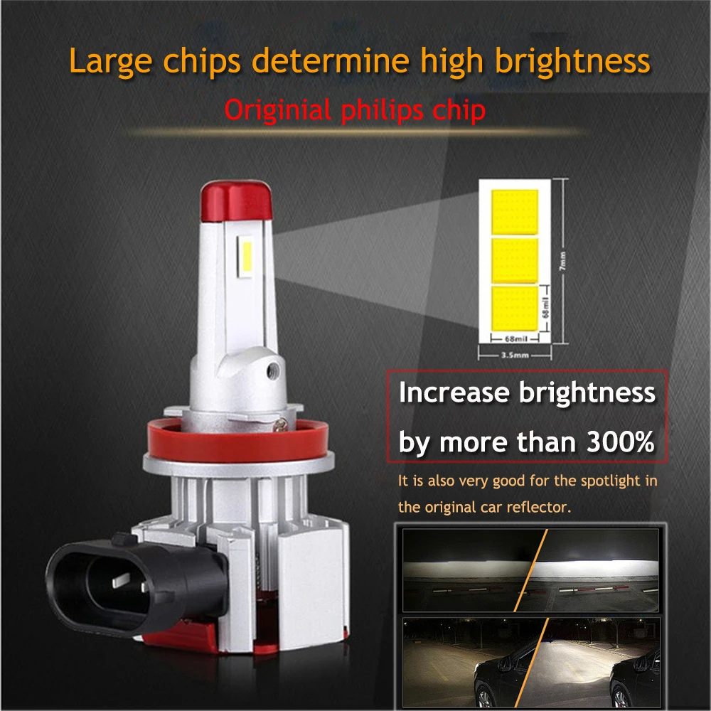 Yotonlight 2 шт. H11 Светодиодная лампа 9005 9006 Автомобильные фары H8 HB3 HB4 H4 H7 светодиодными кристаллами Csp лампы 80 Вт 9000LM 6000 К Противотуманные фары от рождения до 2 лет гарантированности