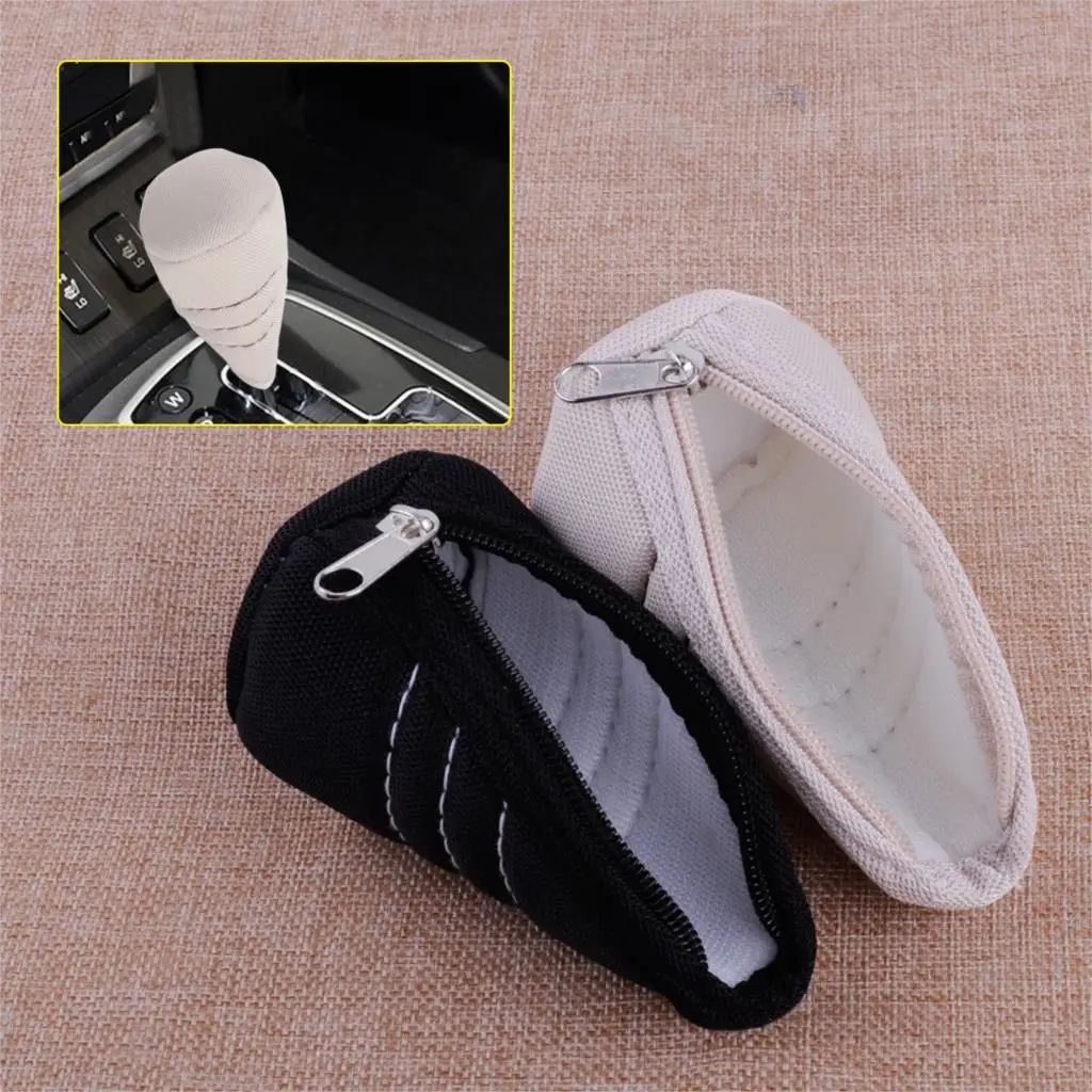 

CITALL New Black Beige Polyester Car Antislip Gear Shift Shifter Knob Sleeve Cover Zipper Protection