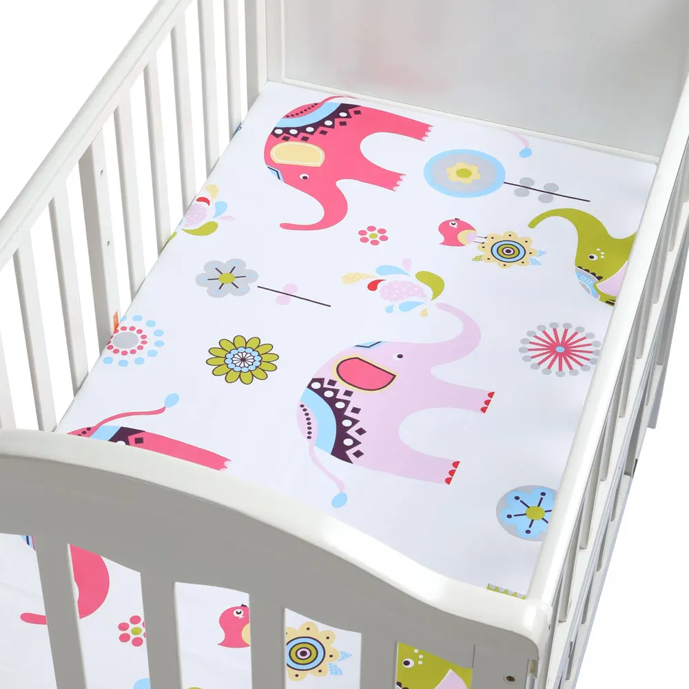 100% Cotton Baby Fitted Sheet Cartoon Crib Mattress Protector Baby bed sheet For crib size 130*70cm