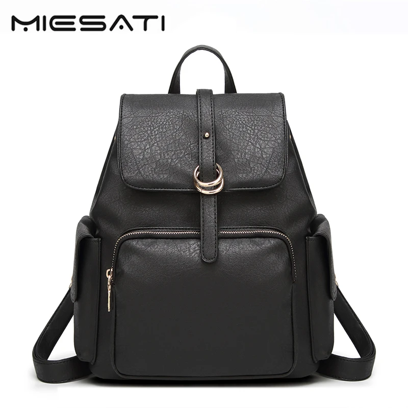 

MIESATI Women Backpack Leather School Bag Women Casual Style Back Bag For Teenager Girls Female 2018 NEW Fashion Backpacks