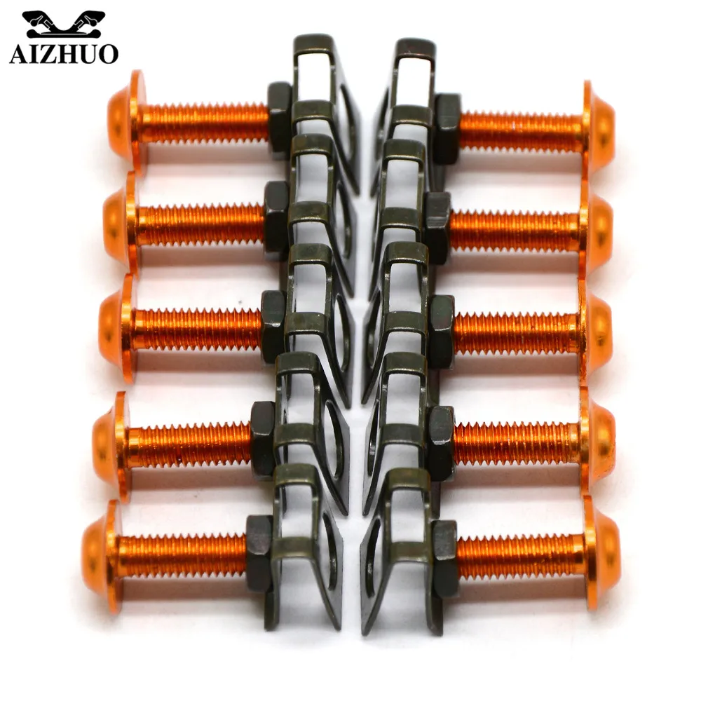 10pcs 6mm Fairing Bolts Spire Speed Fastener Clips Screw Spring Nuts Universal Motorcycle for ktm 690 SMC R 990 SMT 990 SMR RC8