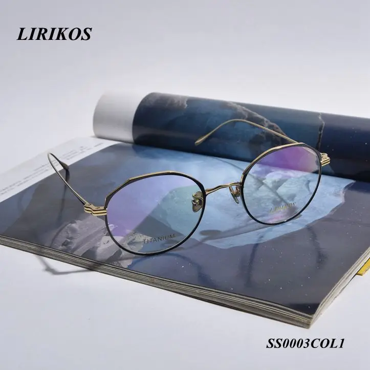 BLACK WITH GOLD LIRIKOS чистый титан полигон бабушка Chic унисекс полный рамки очки для чтения женщин прозрачные линзы глаз Мужской зрелище четыре C - Цвет оправы: BLACK WITH GOLD