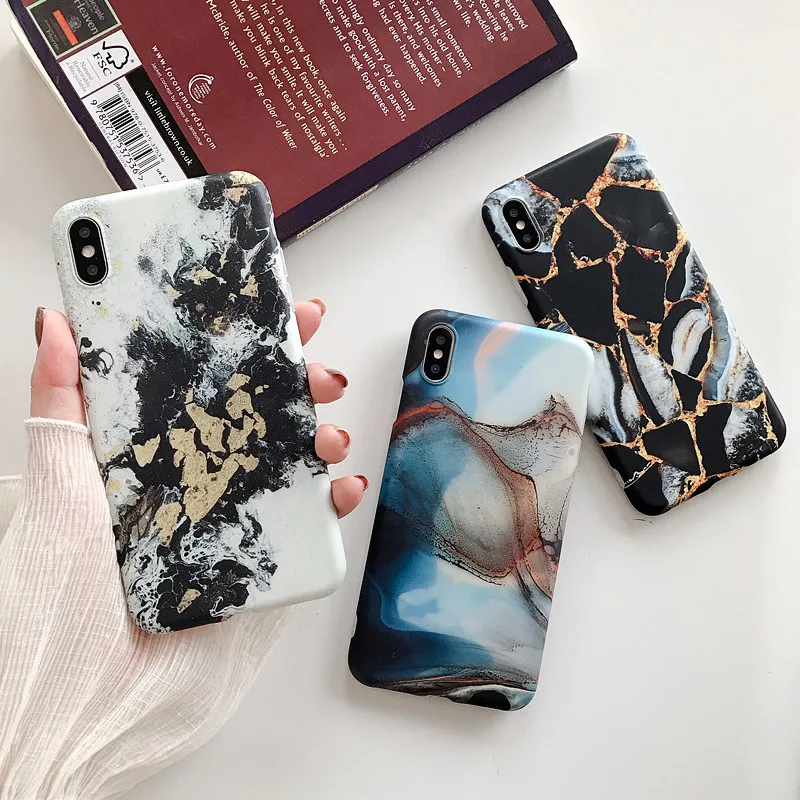 

Luxury Silicone Marble For iPhone X XR XS Max 6 6s 7 8 Plus Colorful Art Painted Soft TPU Back Cover Coque Funda