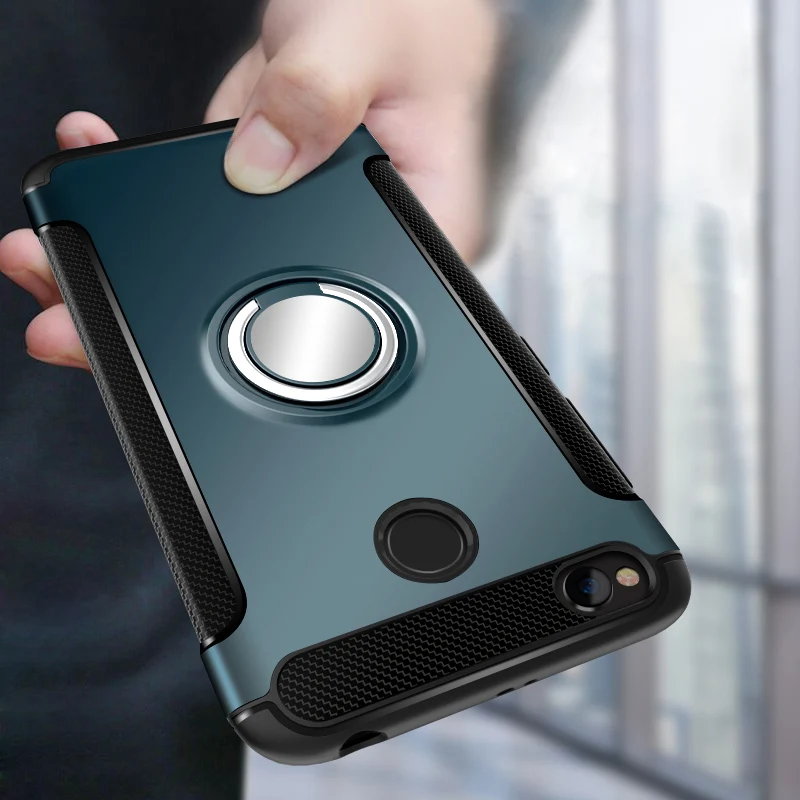 

For Xiaomi Redmi 4X Note 4 4X Case Car Holder Stand Magnetic Suction Bracket Finger Ring PC+TPU Rugged Armor Cover For Redmi 4X