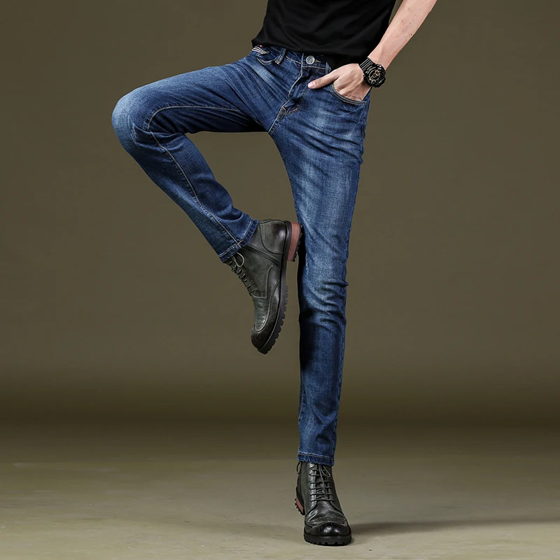 2019 Skinny jeans men Slim Fit Stretch Male Jean Pencil Pants Blue Men's jeans fashion Casual Hombre