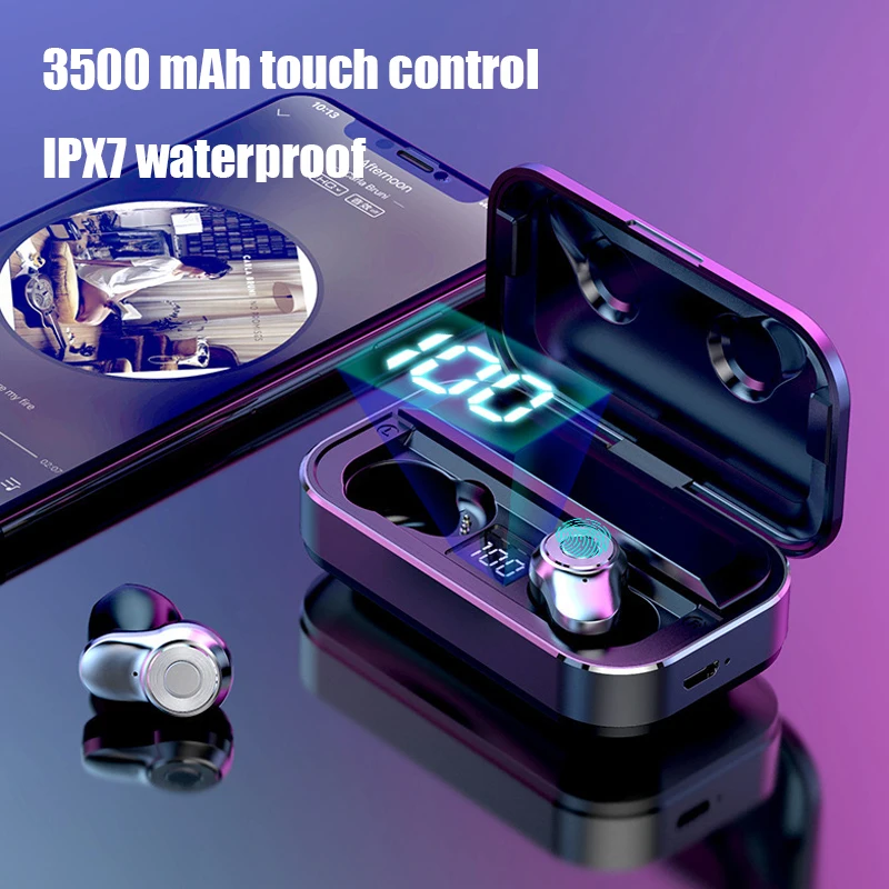 HATOSTEPED Bluetooth 5,0 наушники бас Спортивные Беспроводные наушники с 3500 мАч зарядная коробка HIFI Звук Handsfree игровые наушники