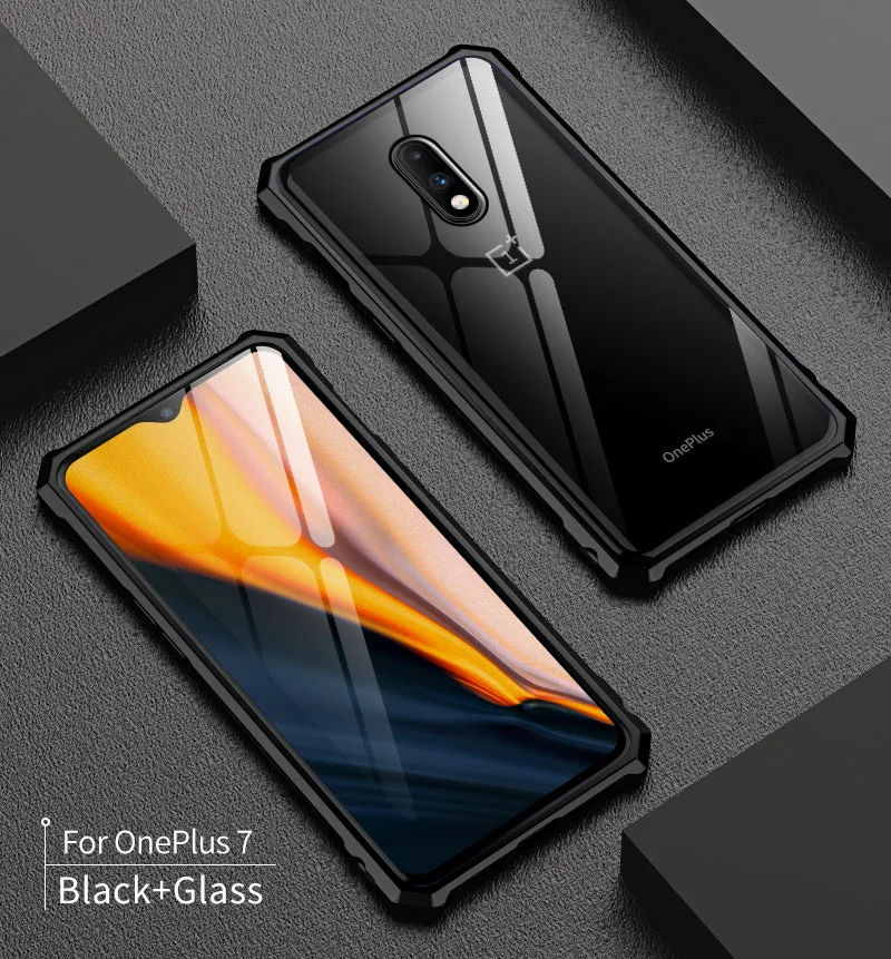 Роскошный металлический защитный чехол для Oneplus 7 Pro, чехол, прозрачная алюминиевая рамка, прозрачный стеклянный бампер для Oneplus 7pro, задний Чехол