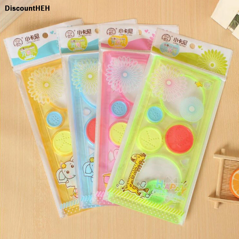 

Painting Multi-function Interesting Puzzle Spirograph Children Drawing Plastic Ruler Can Improve Start Work Ability 2018