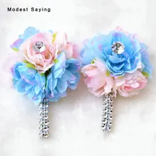 3 шт. ручной голубой Искусственные цветы Свадебные бутоньерки для дружки мужчина костюм корсаж Свадебная вечеринка выпускного вечера Интимные аксессуары