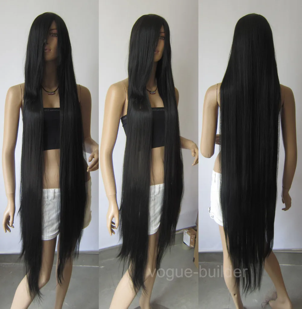 Hot heat resistant Kanekalon Party hair>>>130cm 51'' Long Black Heat