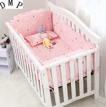 Promotion! 6PCS cot bedding set, cradle bedding,cute pattern,100% cotton baby bedding sets (bumper+sheet+pillow cover)