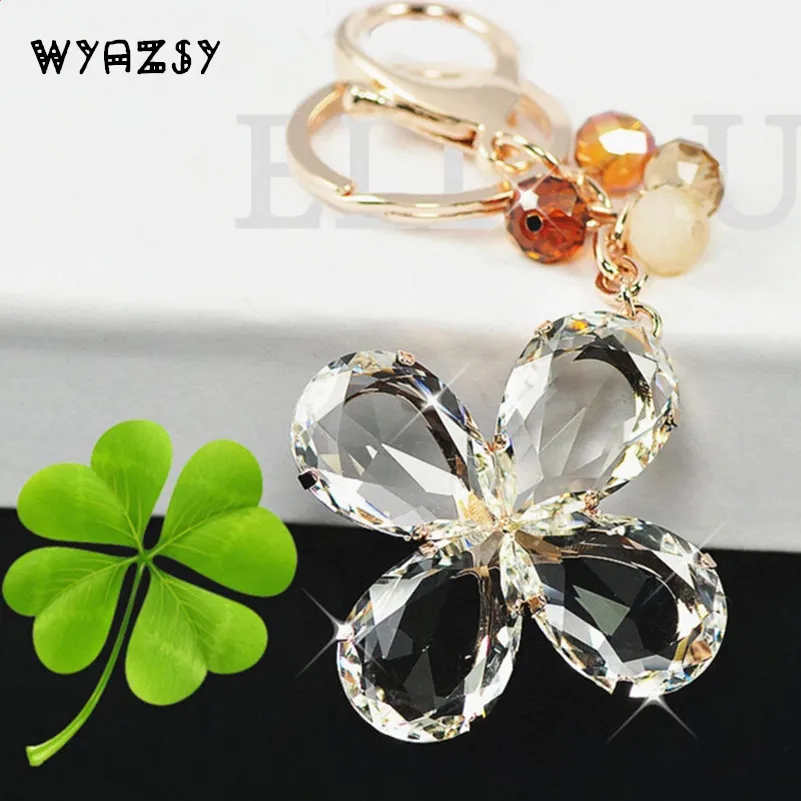 Четырехлистный клевер брелок 2 вида цветов Lucky Crystal автомобильный Горячая