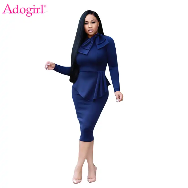 peplum pencil midi dress