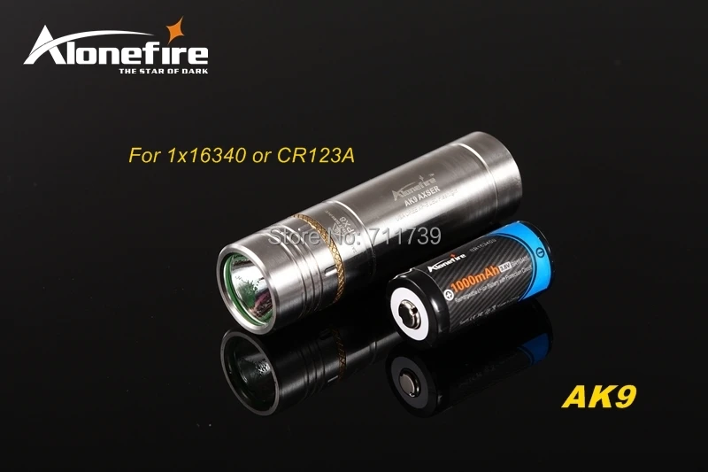 AloneFire AK9 CREE XPE R2 светодиодный 5 режимов из нержавеющей стали изысканный ручной мини фонарик для 16340 или CR123A батареи