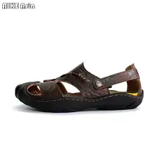 Летние мужские кожаные сандалии baotou; дышащая повседневная обувь; мужская пляжная обувь; обувь для вождения; сандалии и шлепанцы; Zapatos hombre