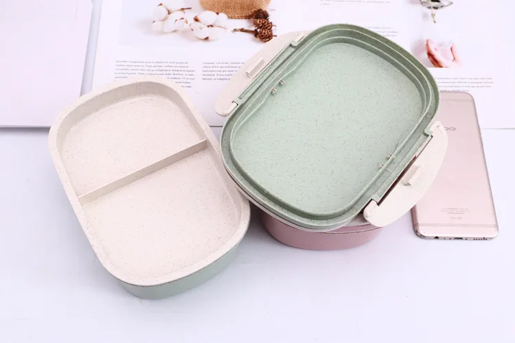 Новая Cokytoop Студенческая коробка для завтрака для детей Экологически чистый контейнер для хранения еды Bento коробки 2 слоя ручки Broodtromme