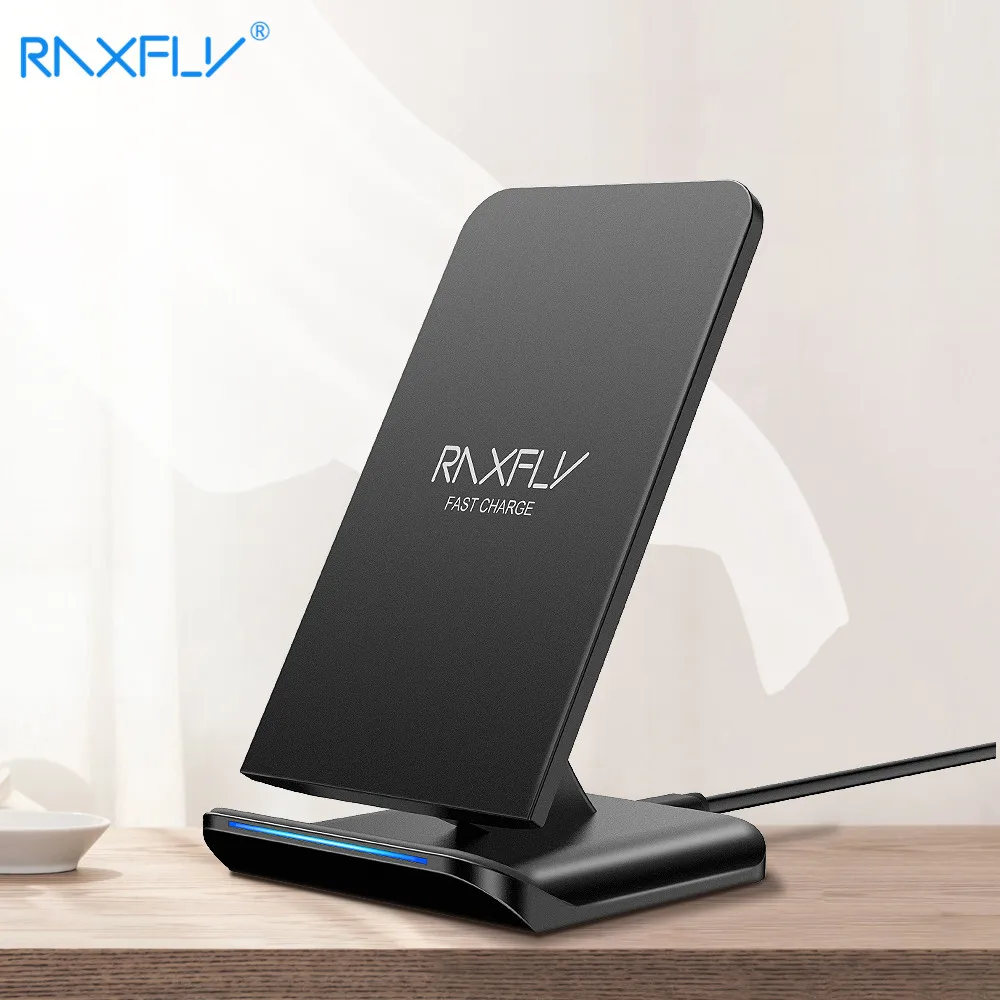 RAXFLY Qi Wireless Charger for iPhone X XS Max XR 8 Plus 10W Fast Wireless Charging Dock for Samsung S9 S8 Note 9 8 USB Charger