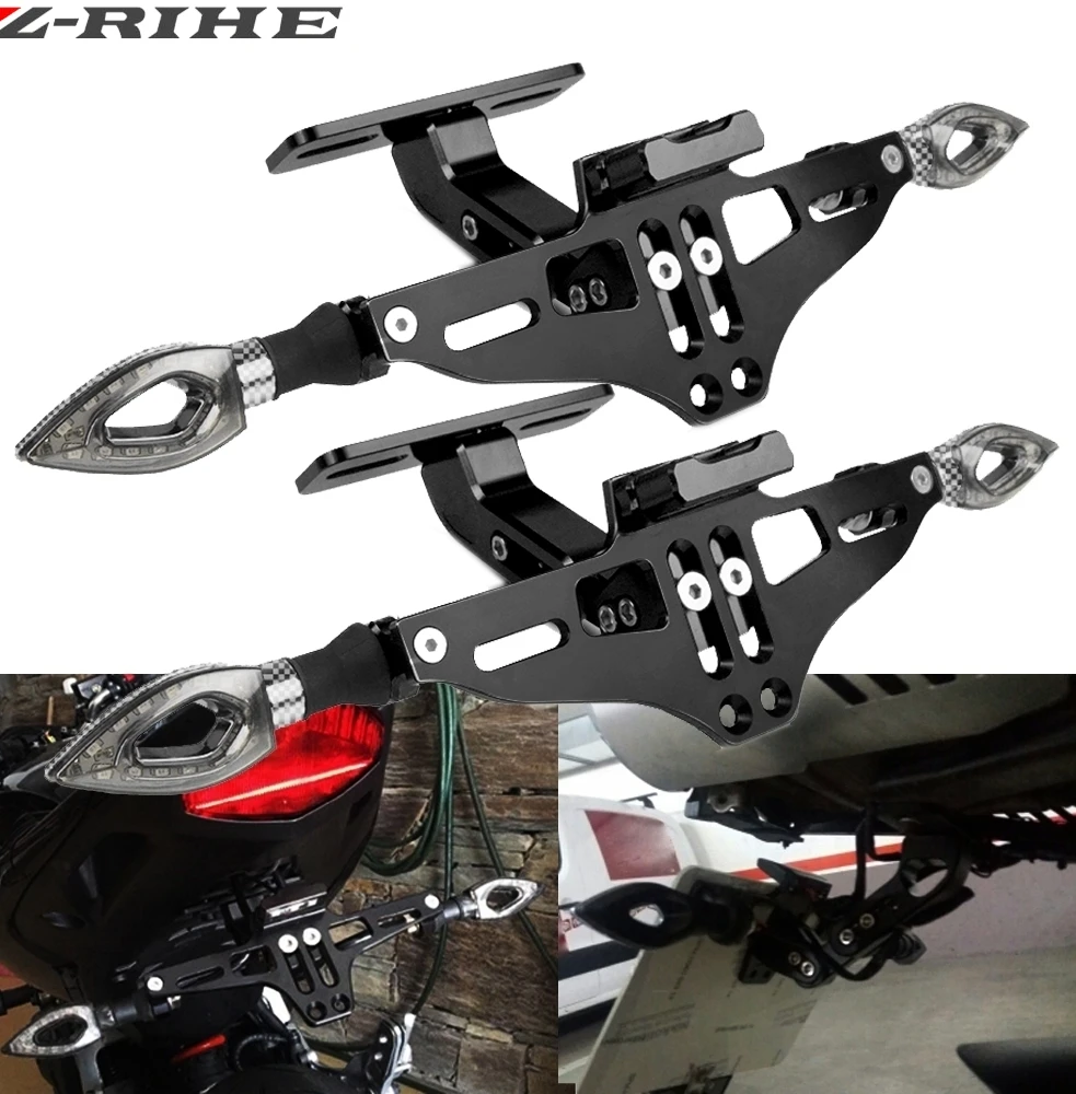 

CNC Motorcycle License Plate Bracket Holder With LED Light For Yamaha FZ1 Fazer Fz6r Fz8 Xj6 Fz6 Mt-09 FZ-09 MT07 FZ07 MT 03 10