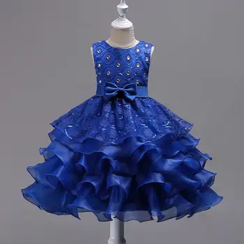 

Lace Formal Evening Wedding Gown Tutu Princess Dress Flower Girls Children Clothing Kids Party For Girl Clothes 4.6
