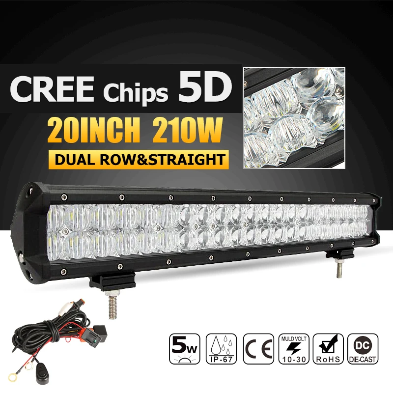 Oslamp 210W 20 CREE Chips LED Light Bar 5D Offroad Led Work Light Combo Beam Driving Lamp 12v 24v Truck SUV 4X4 4WD ATV Led Bar oslamp 32 300w cree chips led work light bar offroad led bar lights combo beam led driving lamp for truck suv 4x4 4wd 12v 24v