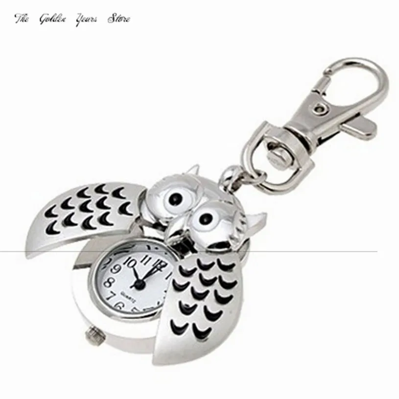 

Fashion Watches Hot Sale Couple Watches 2019 Casual Mini Metal Key Ring Owl Double Open Quartz Watch Clock- Silver Gifts 661D21
