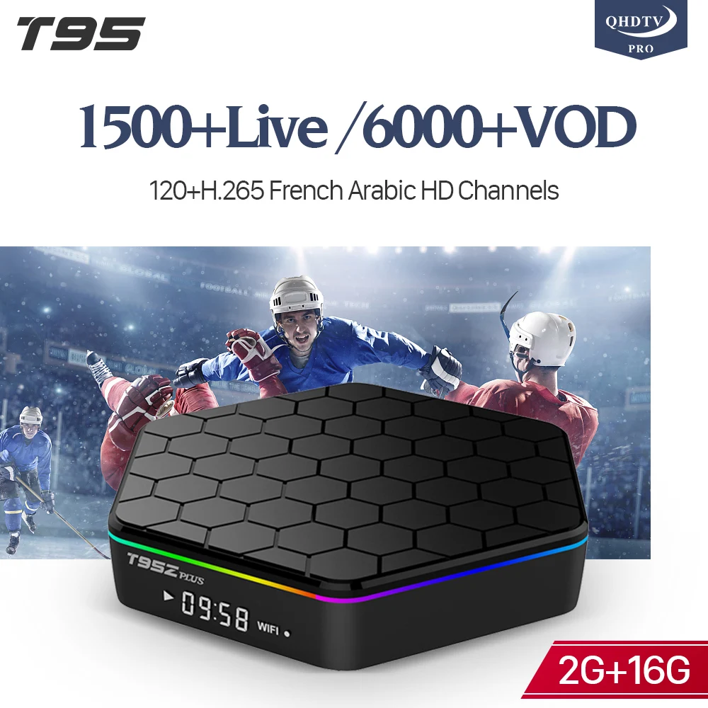 

4K Android 7.1 IPTV Receivers T95Z PLUS 2G 16G Wifi TV Box with 1 Year QHDTV Pro IPTV Subscription France Belgium Arabic IP TV