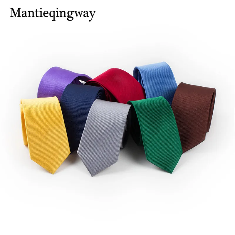 

Mantieqingway Classic Solid Color Tie Casual Candy Color 6cm Tie Polyester Skinny Necktie Ties For Men Wedding Suit Slim Necktie