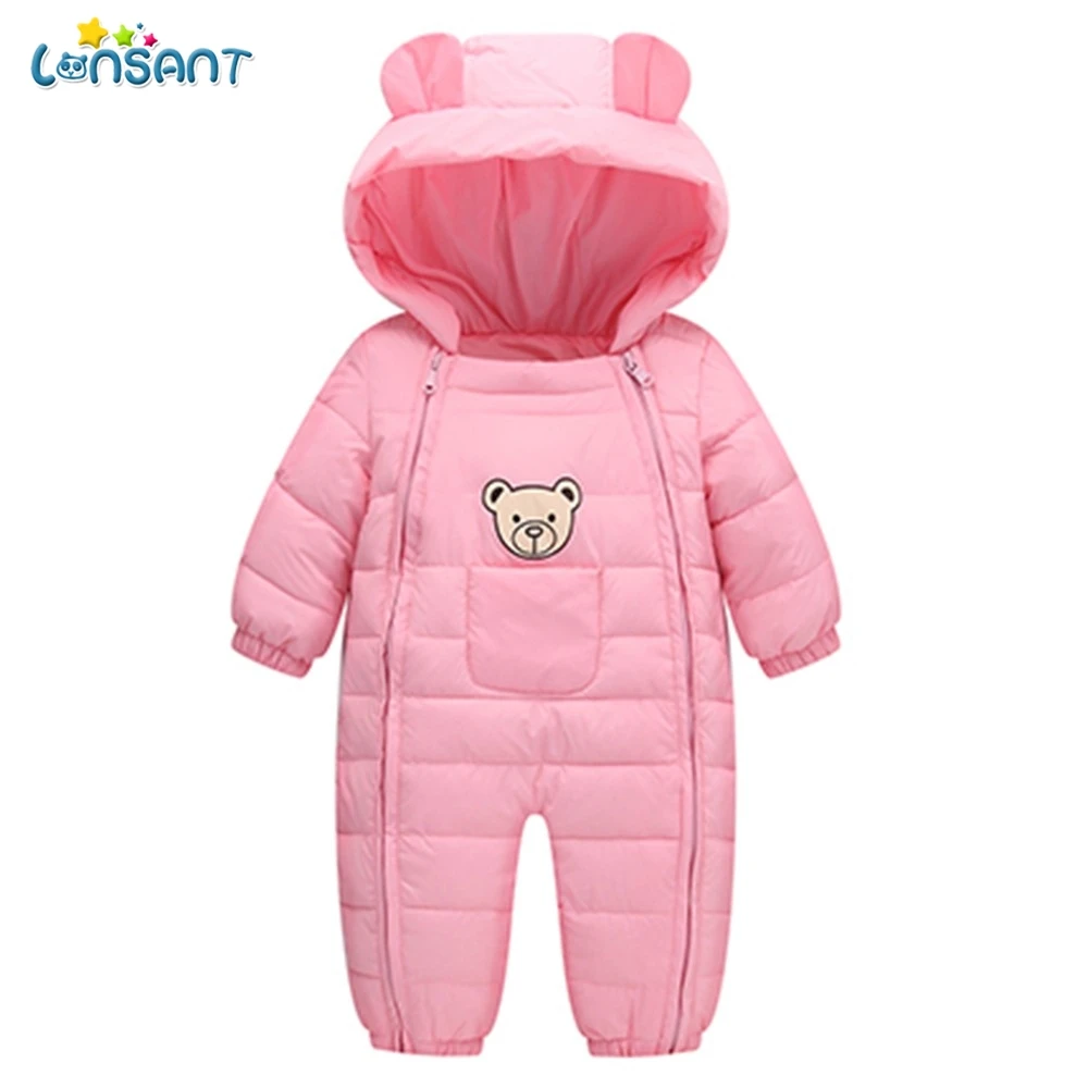 Kopen LONSANT Rompertjes Baby Winter Zakken Hooded Baby Boy Kleding Dos Desenhos Animados Menina Infantil Kinderen Winter Rompertjes N30