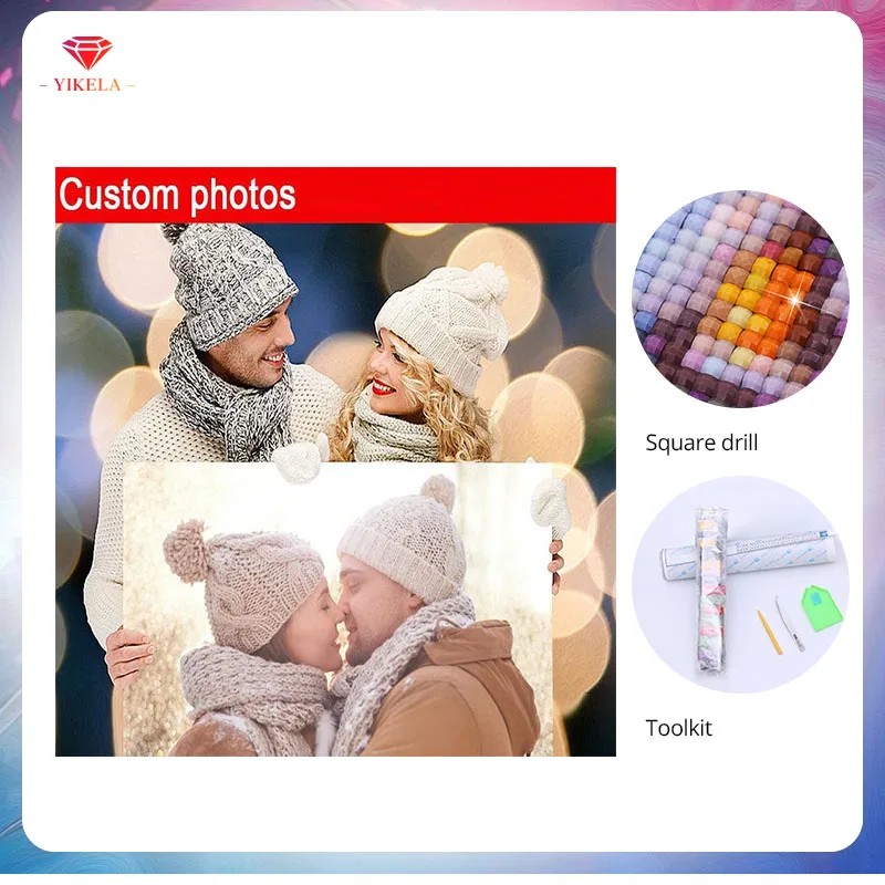 

[Bigger Cheaper] 5D DIY Photo Custom Wedding Birthday Gift Diamond Painting Full Square Accessory Rhinestone Embroidery