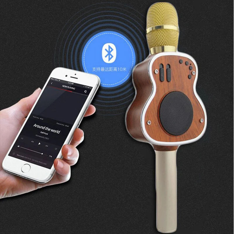 M9 гитара Микрофон Ручной Bluetooth беспроводной караоке микрофон телефон плеер