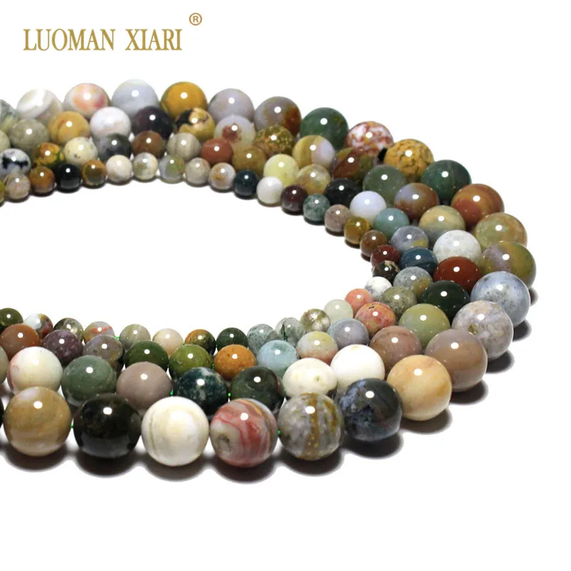 

AAA+ Natural Stone Beads High Quality Round Ocean Jaspers For Jewelry Making DIY Bracelet Necklace 6/8/10mm Strand 15.5''
