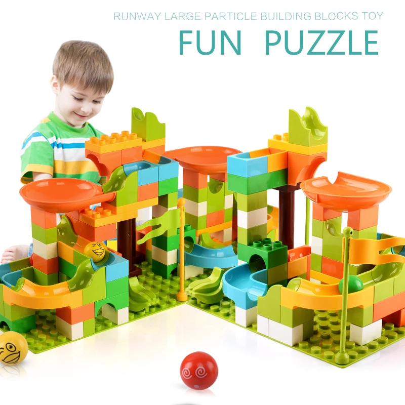 

Big Size Building Blocks Maze Race Run Track DIY Bricks Funnel Slide Bricks Compatible Legoed Duploe Block Toy for Children Gift