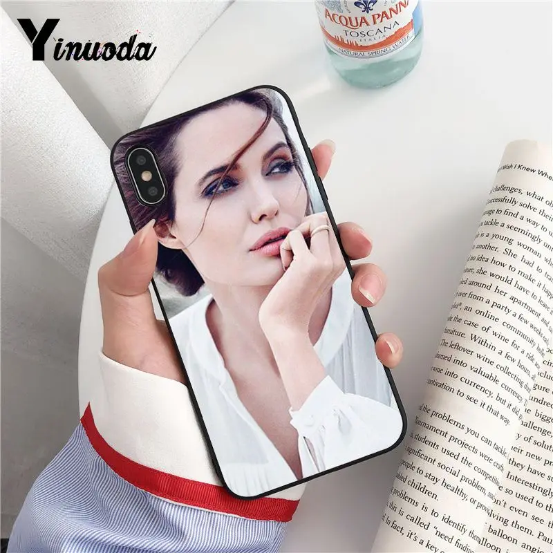 Yinuoda Angelina Jolie черный ТПУ мягкий телефон чехол для iphone 8 7 6 6S Plus 5 5S SE XR X XS MAX Coque Shell Fundas Capa - Цвет: A12