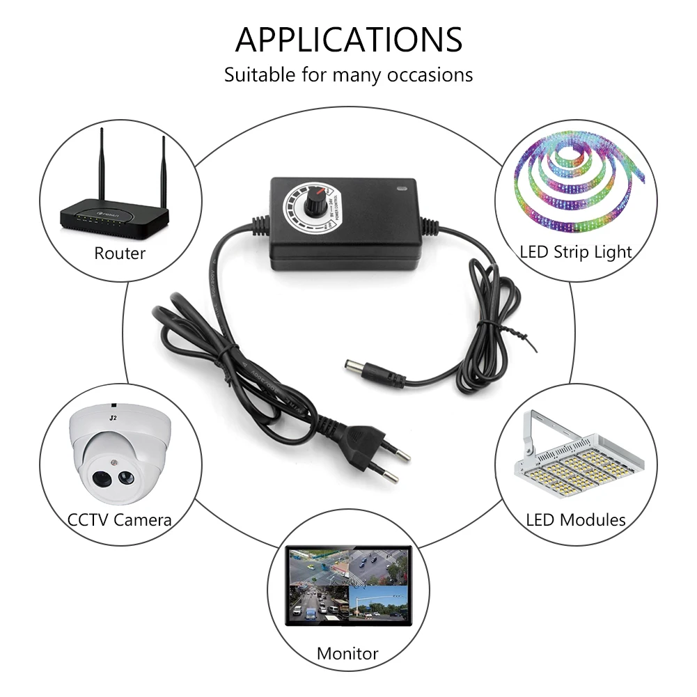 Регулируемый AC к DC 3 V-12 V 9 V-24 V Универсальный адаптер напряжения Регулируемый источник питания adatpor 3 в возрасте от 12 до 24 В для Светодиодные ленты CCTV Камера