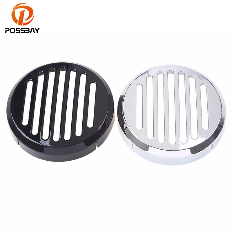 

POSSBAY ABS Black/Chrome Motorcycle Horn Cover Universal for Honda Shadow VTX 1300c VLX 600 750 Motorbike Speaker Trumpet