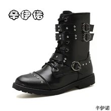 Г. дизайн, мужские ботинки на шнуровке Мужская обувь из искусственной кожи с заклепками ботинки до середины икры мужские ботинки на низком каблуке Размер 39-44