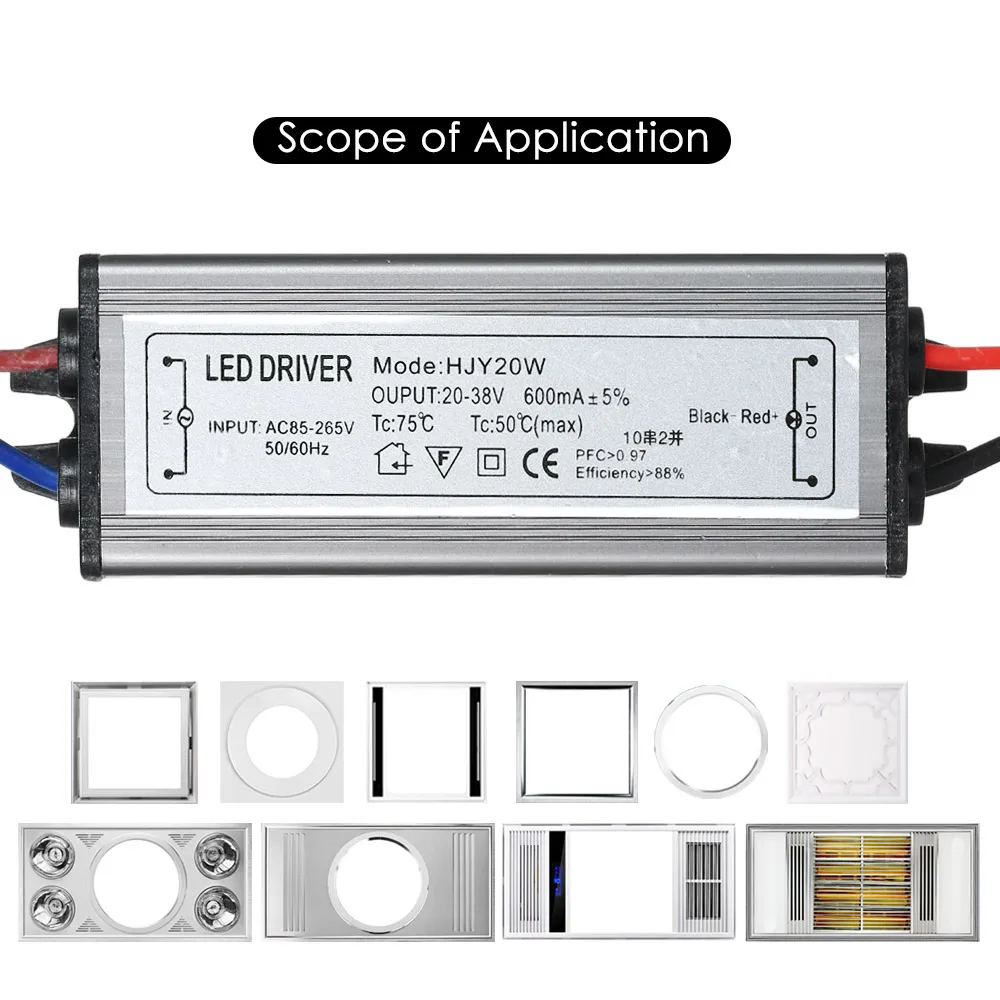 20 Вт постоянный ток Драйвер питания адаптер трансформатор переключатель для Светодиодный лампа подсветки чип свет IP66 водостойкий