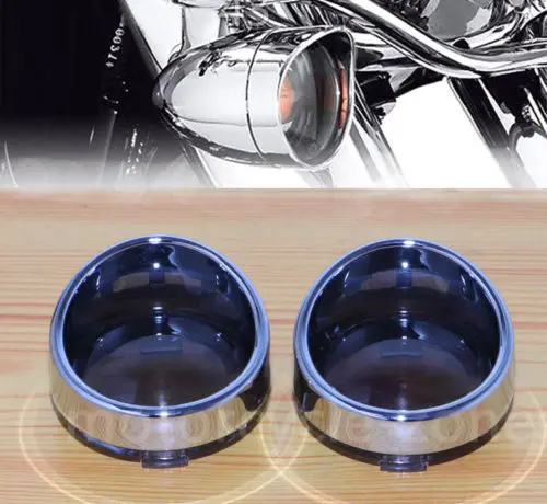 

1 Pair Motorcycle Bezel Visor Turn Signal Bezels Chrome Smoke Lens Cover For Harley Dyna Softail Sportster V-Rod Fatboy