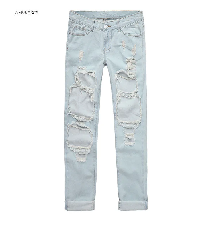 2017, quick sell through, ebay, hot, burst, Russian women, holes, cowboy, loose, straight nine pants, selling, supply (50)