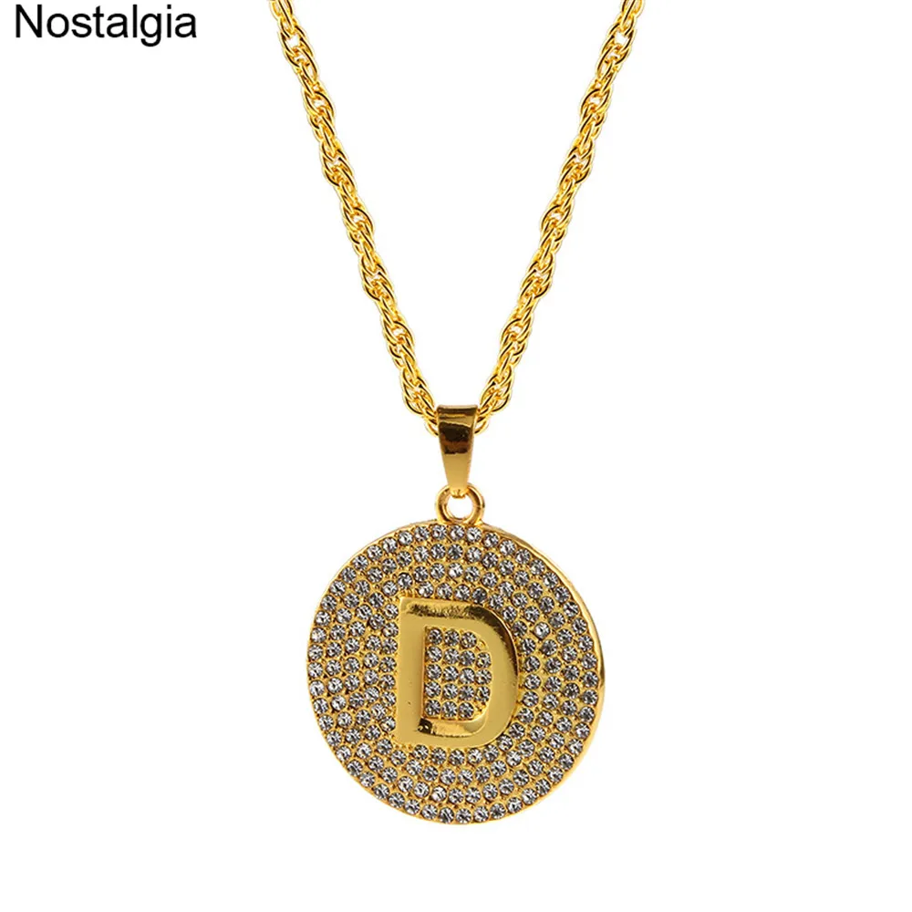 Nostalgia Letter D Pendant Initial Rhinestone Choker Necklace For Women
