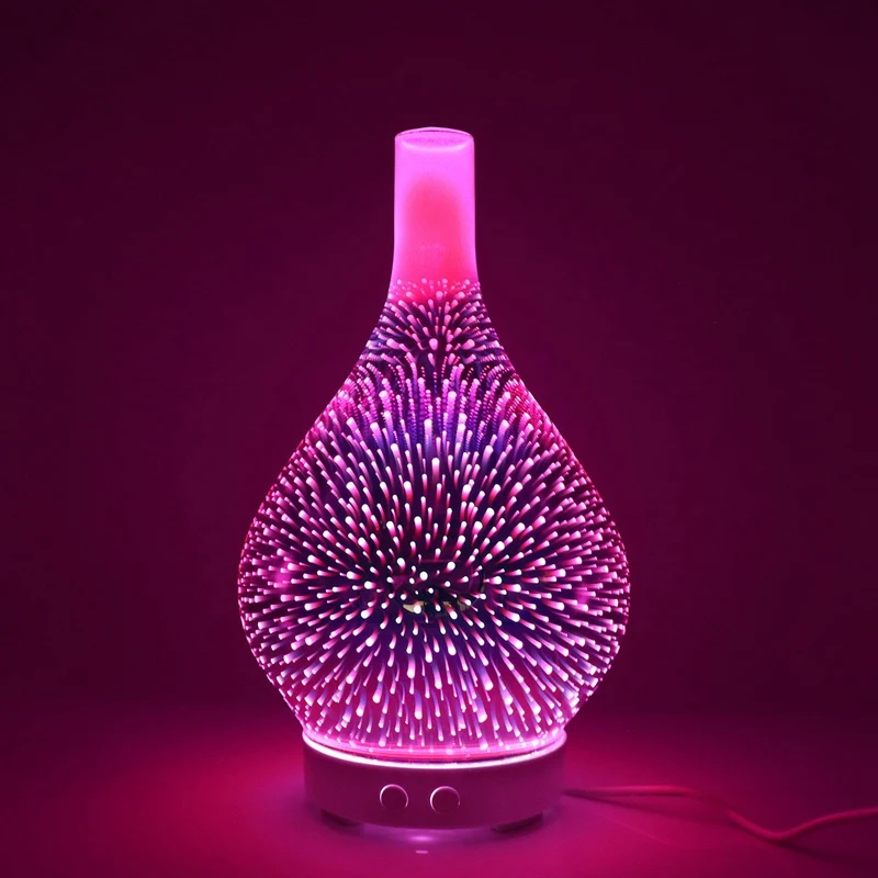 3D Feuerwerk Glas Vase Form Luftbefeuchter mit 7 Farbe Led Nachtlicht Aroma Ätherisches Öl Diffusor Nebel Maker Ultraschall hu
