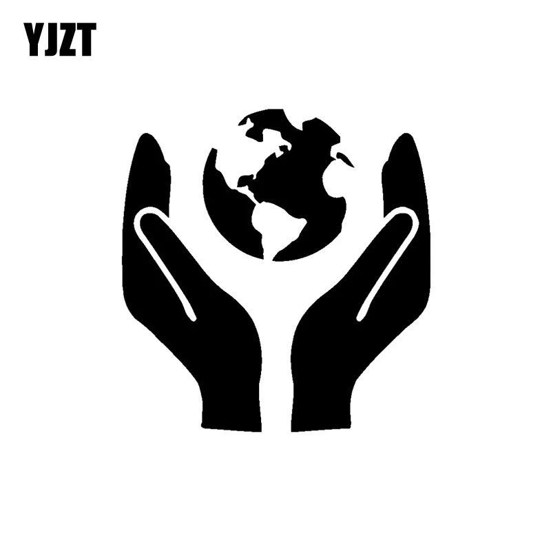 YJZT 14 4 см * 15 Карта мира Земля планеты сохранить защитную руки Виниловая наклейка