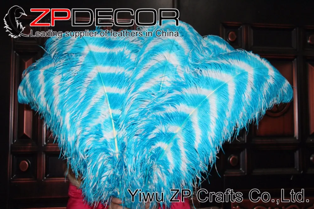 65-70cm ostrich feahters turquoise and white (4)