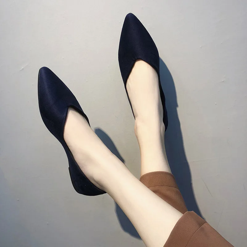 

Dropshipping Spring Autumn Women Flats Pointed Toe Plaid Ballet Flats Woman Solid Color Boat Shoes Zapatos Mujer Single Shoes