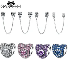 Gagafeel diy perlas 925 joyería de plata esterlina encantos de seguridad fit pandora pulsera brazalete collar de accesorios de bricolaje niñas regalo